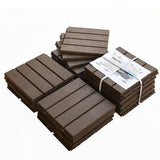 Patio Interlocking Deck Tiles, 12"x12" Square Composite Decking Tiles, Four Slat Plastic Outdoor W1859111972