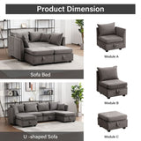 ZNTS Modular Sectional Sofa, Convertible Sofa Couch with Storage, Sleeper Sectional Sofa Set, Flexible W1521P177973