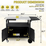 ZNTS Outdoor Grill Cart with Storage, Rolling Bar Cart Movable Kitchen Island for BBQ, Patio Dining Cart 64945841