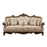 Formal Traditional Luxury Sofa Cherry Finish with Gold Tipping Solid Wood Living Room Furniture 1pc B011P290784