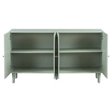 U_STYLE Elegant Four-Door Sideboard with Wavy Pattern Doors, Cylindrical Legs, and Sleek Metal N711P186790C
