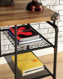 Industrial Inspired Desk With An Antique Black Metal Construction Replicated Wood Top And Caster B2741P342770