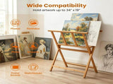 Natural Bamboo Art Storage Rack, Heavy-Duty Canvas Print Display Stand Holds Artwork Up to 34"x19", 03871321