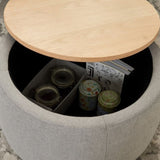 Round Storage Ottoman, 2 in 1 Function, Work as End table and Ottoman, Grey W48735177