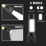 10Pcs Mini Zoomable LED Flashlight USB RechargeableCamping Hiking Flashlight Work light 09332566