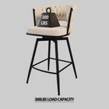 26" Bar Chair Soft cloth Woven Bar Stool Set of 2,Black legs Barstools No Adjustable Kitchen Island 55250138
