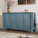 TREXM Buffet Cabinet with Storage, 4-Door Retro Wood Sideboard with Distressed Finish and Adjustable N715P204444M