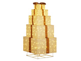 6FT Lighted Gift Box Tower, Pre-lit Pull Up Present Boxes with 200 LED Warm White Lights and Ropes 47421161