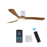 42 inch Wood Ceiling Fans with Lights and Remote, Modern Flush Mount Low Profile Ceiling Fan with W2352P194114