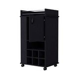 Farson Bar Cart with 2-Side Shelf, 6-Built In Wine Rack and Casters B128P176137