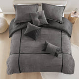 7 Piece Micro Corduroy Comforter Set Grey King B035P266662