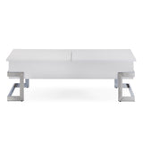 ZNTS White High Gloss and Chrome Coffee Table with Lift Top B062P181355