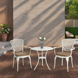 3 Piece Patio Bistro Set Cast Aluminum Bistro Table and Chairs Set of 2 with Umbrella Hole,All W640P251288