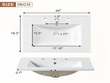 24-Inch Wall-Mounted Bathroom Vanity with Ceramic Sink, 2-Door Cabinet, U-Shaped Adjustable N729P512888N