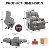 Dual Motor Heat Massage Infinite Position Up to 350 LBS Electric Power Lift Recliners with W3224P288433