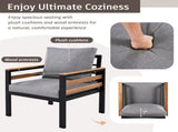 GO 4-Piece Outdoor Furniture Sofa Set for 5 People Acacia Wood Armrests, Patio Conversation Set 85693369