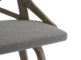 Fixed Height Counter Stool in Light Grey Wood and Grey Fabric - Set of 2 B202P471207