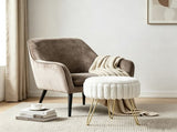Faux Fur Storage Ottoman Vanity Stool with Metal Legs & Anti-Slip Feet Footstool for Bedroom 50028847
