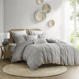 Full/Queen Cotton Printed Duvet Cover Set with Chenille B03596475