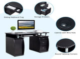 115* 55*74cm 15mm MDF Portable 1pc Door with 3pcs Drawers Computer Desk Black 76034745