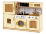 Kids Wooden Kitchen Playset 3 with Fridge Sink Washing Machine with Realistic Light Sound Rattan 94982897