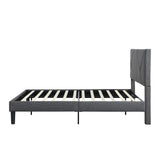 Full Size Upholstered Platform Bed Frame with Headboard, Strong Wood Slat Support, Mattress W2297P347432