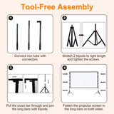 120" Portable Projector Screen with Stand, Foldable & Anti-Crease, HD 4K Movie Screen for 23231716