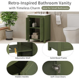 24" Vintage Style Small Bathroom Vanity with Ceramic Sink, 2 Soft-close Doors, Adjustable Shelf N729P292015F