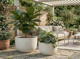 Round Concrete Planter Set of 2, Large Outdoor Indoor Handmade Rustic Decorative Planter Pots with W347P465313