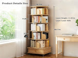 6 Tier Rotating Bookshelf, 360&deg Display Round Spinning Bookshelf with Wheels and Drawer, W3204P309484