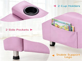 Pink 2Seater Kids Recliner Loveseat, Adjustable Double Toddler Sofa with Cup Holders & Storage 51633070