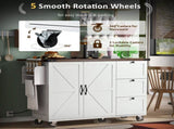 54.5" Farmhouse Kitchen Island with Power Outlet, Kitchen Storage Island with Internal Storage Rack, 48955560