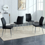 Four black dining chairs. Modern chairs from the Middle Ages. Made of PU material cushion and silver W1151135495