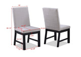 2pc Black Finish Side Chair Gray Fabric Full Back Upholstery Contemporary Transitional Style Dining B011P162544