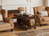 Small Coffee Table Wheels, 360&deg Rotating Desktop Multi-Functional Side Table, Rolling End Table 09869687