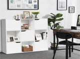 White 9-Cube Organizer Bookcase, Enclosed Cabinets & Open Cubbies, 3-Tier Storage Design 90932301