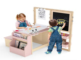 Kids Multifunctional Art Center with Double-Sided Easel, Wooden Art Table Bench Set for 3 Years, 15077509