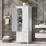 ZNTS Tall Storage Cabinet with Two Drawers for Bathroom/Office, White WF299284AAK