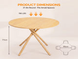 37.4 Inch Round Dining Table for 4-6 People, Cross X Metal Leg Kitchen Dinner Table with Adjustable 70685521