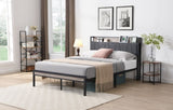 Queen Size Metal Platform Bed Frame with upholstery storage function Headboard and USB LINER and W311133408