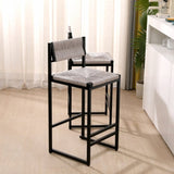 Gray Set of 2 Hand Weave Bars with Back Counter Height Bar Chairs Paper Rope Woven Dining W1757138690