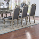 Majestic Formal Set of 2 Side Chairs Grey / Silver Finish Rubberwood Dining Room Furniture Intricate B011138658
