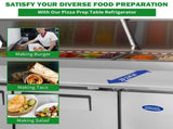 Orikool 67 IN Commercial Pizza Prep Table with a Built-in Refrigerator 20.3 Cu.Ft, Butcher Block W2095126126