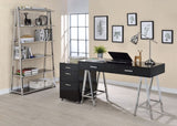 Black High Gloss and Chrome 2-Drawer Writing Desk B062P209202