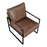 Modern Accent Chair Cushioned Seat Brown Faux Leather Upholstery Black Metal Frame 1pc Style Comfort B011P255743