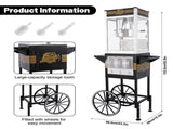 12oz Commercial Popcorn Machine with Cart, 3 Control Buttons Electric Popcorn Maker, Comes with 3 W2841P392621
