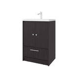 Sinclair Freestanding Bathroom Vanity with Sink, Two Doors and Bottom Drawer, Wengue B128P314809