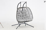 ZNTS 2 person Swing egg chair with rocking glide frame and cushion W349111245