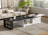 U-Can Farmhouse Lift Top Coffee Table With Barn Doors, Wood Rectangle Center Table With Large Hidden N724P351732K