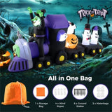 8.2ft Halloween Inflatable Train - Witch, 4 Ghosts & Pumpkin Design, 7 LED Lights 48309737